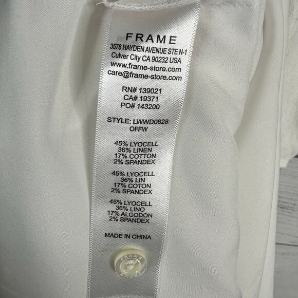 Frame Womens size Medium Linen Twist-Front Ramie Midi Dress White Lwwd0628 - Picture 13 of 13
